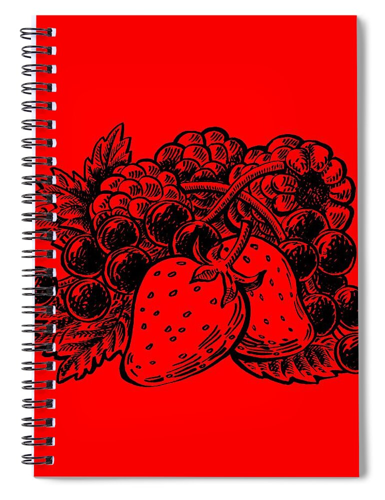 Forest Berries Spiral Notebook featuring the painting Forest Berries by Irina Sztukowski