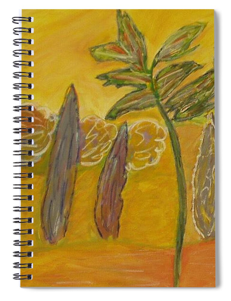 Orange Yell Green Pastel Spiral Notebook featuring the painting Forest Colorharmony by Pilbri Britta Neumaerker