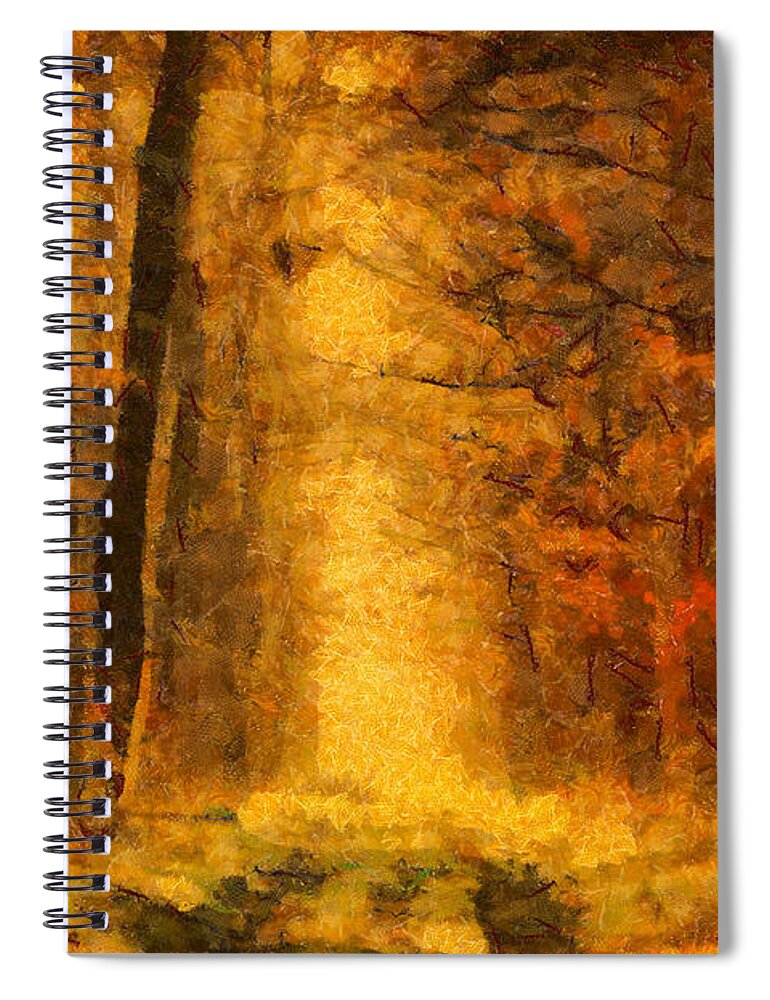 Painting Spiral Notebook featuring the painting Forest Leaves by Dimitar Hristov