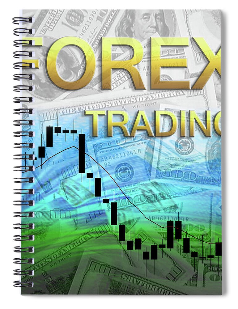 Forex Spiral Notebook featuring the digital art Forex Trading 1b by Walter Herrit