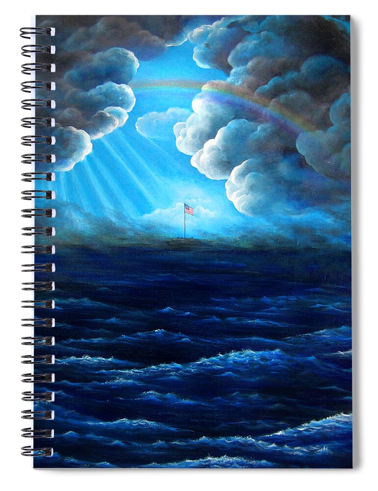 American Flag Spiral Notebook featuring the painting Fort McHenry - part of history by Sofia Goldberg