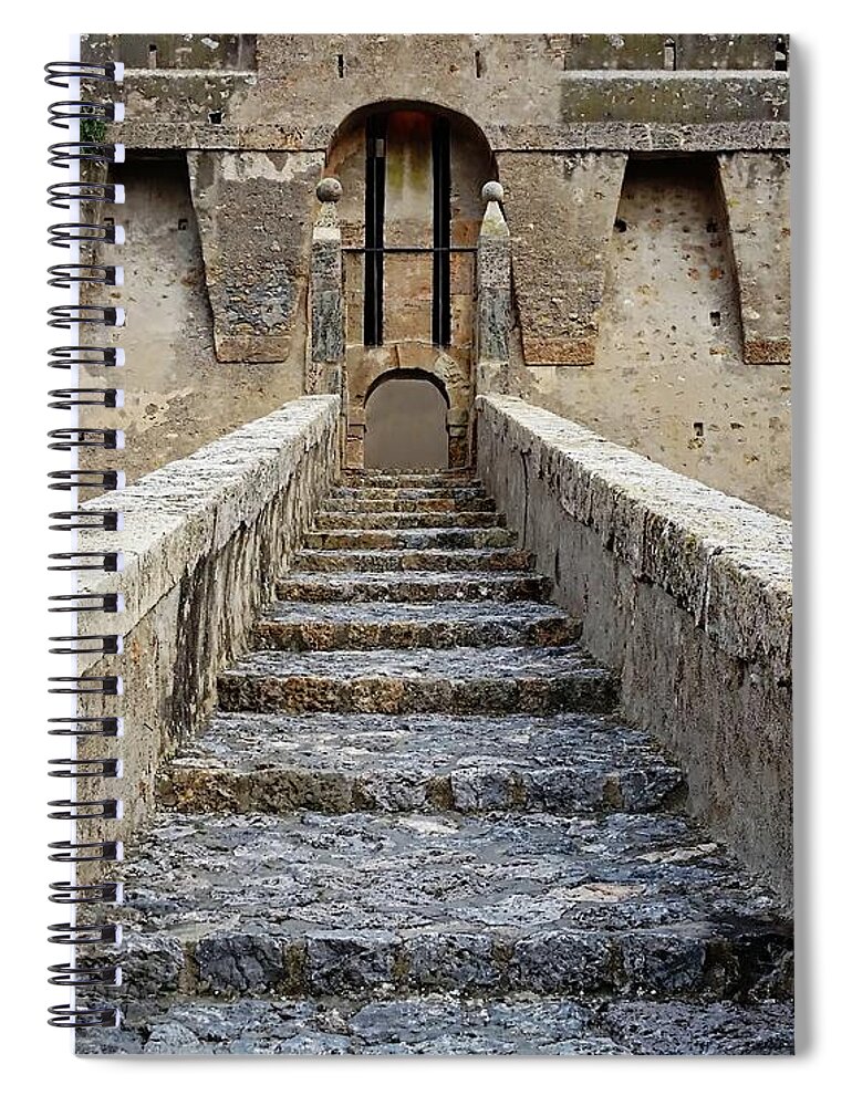 Europe Spiral Notebook featuring the digital art Fortezza Spagnola - Porto Santo Stefano, Italy by Joseph Hendrix