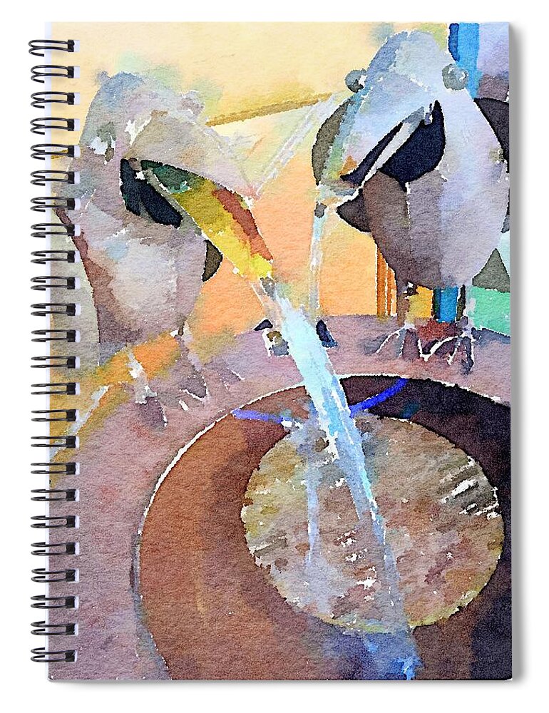 Waterlogue Spiral Notebook featuring the digital art Fountain Fun by Shannon Grissom