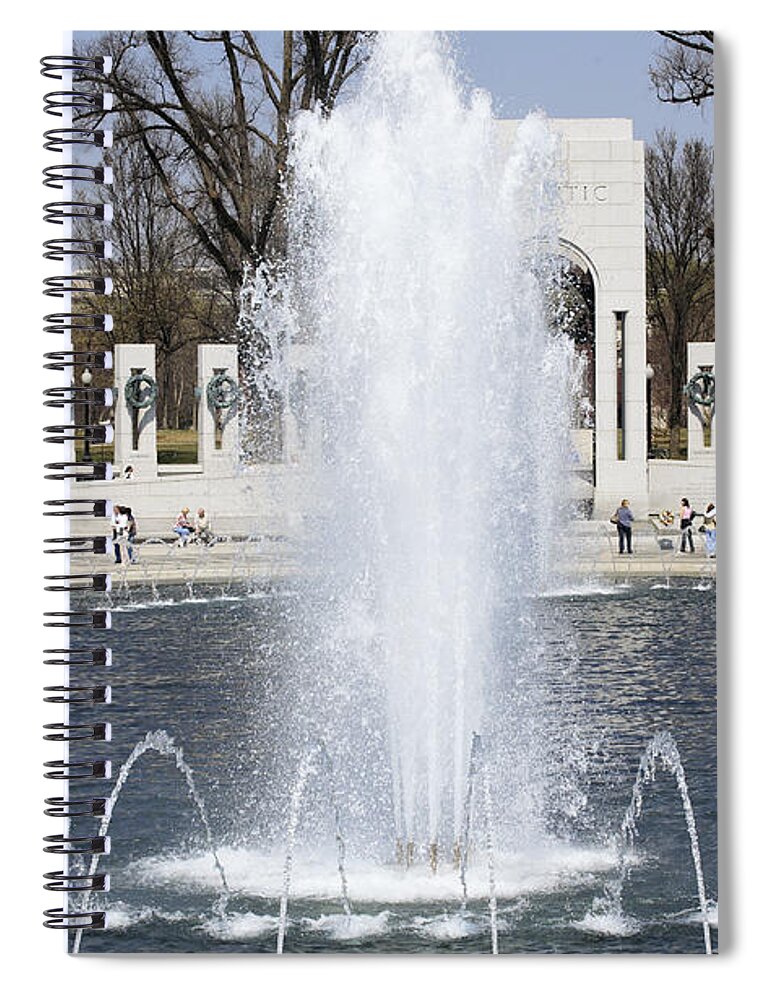 Washington Spiral Notebook featuring the photograph Fountains at the World War II Memorial in Washington DC by William Kuta