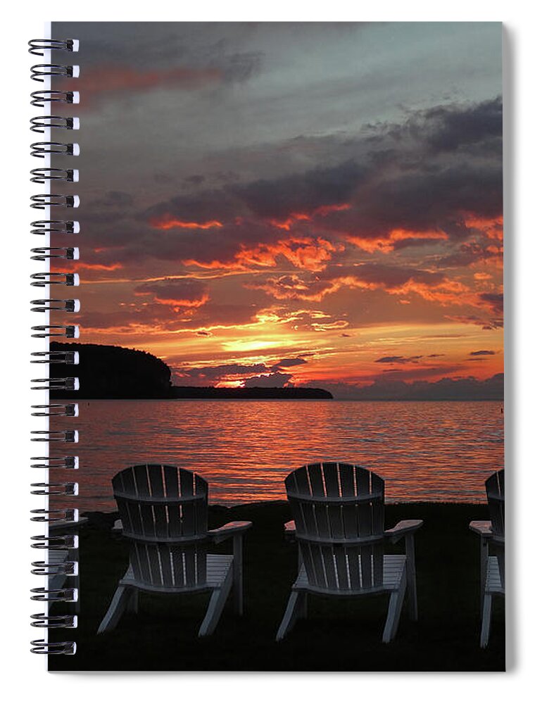 Four Spiral Notebook featuring the photograph Four Chair Sunset by David T Wilkinson