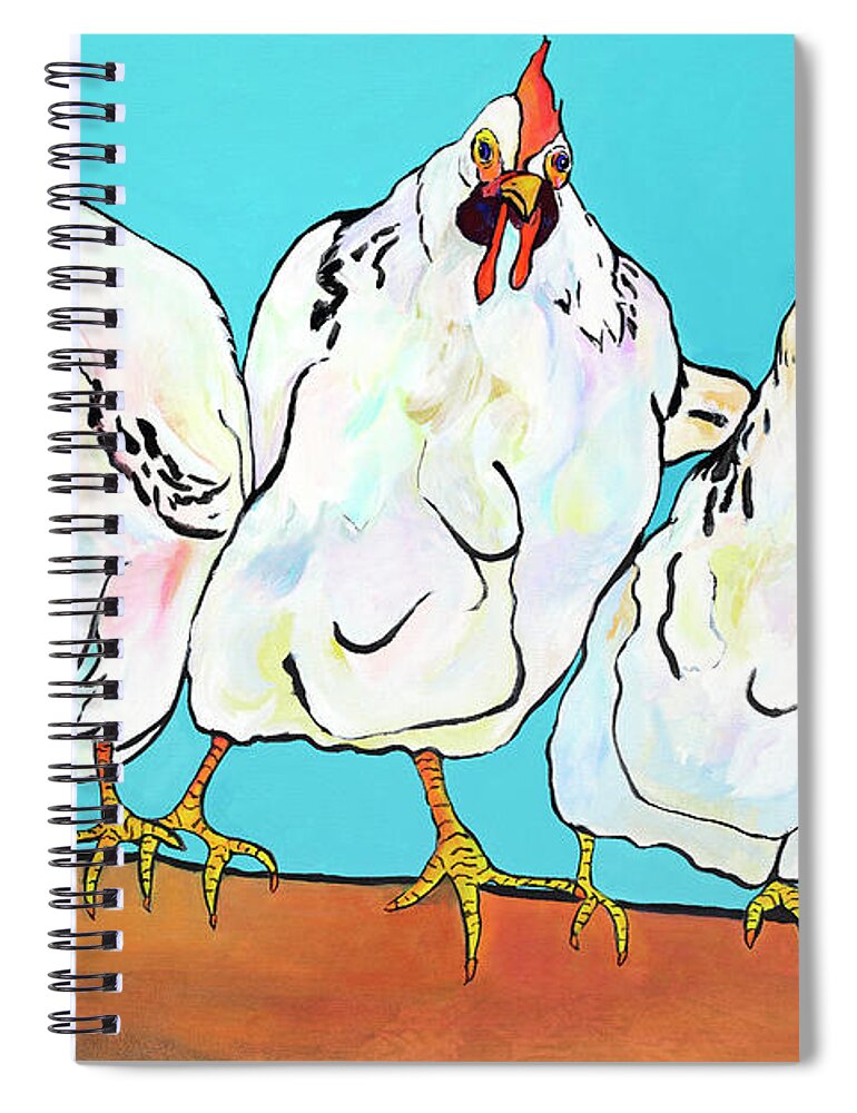 Chickens Spiral Notebook featuring the painting Four Clucks II by Pat Saunders-White