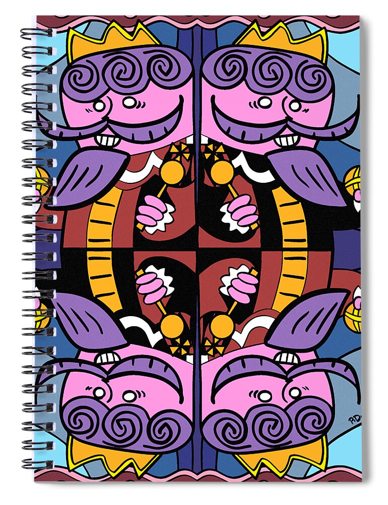 Kings Spiral Notebook featuring the digital art Four Kings by Piotr Dulski