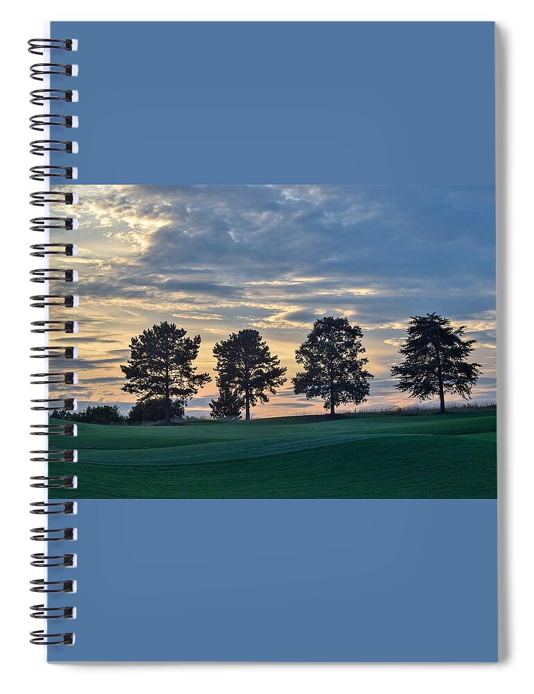 Sunset Spiral Notebook featuring the photograph Four Trees at Sunset by Mary Ann Artz
