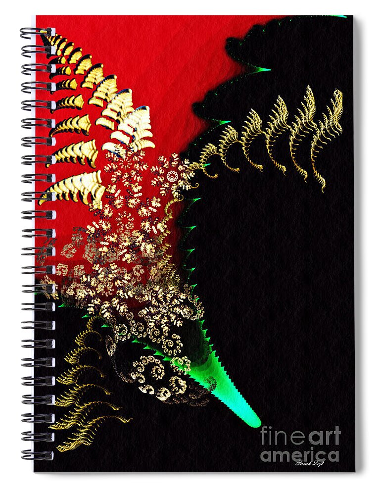 Flower Spiral Notebook featuring the digital art Fractal Bouquet by Sarah Loft