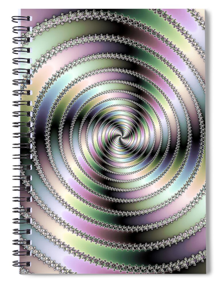 Spiral Spiral Notebook featuring the digital art Fractal op art hypnotizing spiral by Matthias Hauser