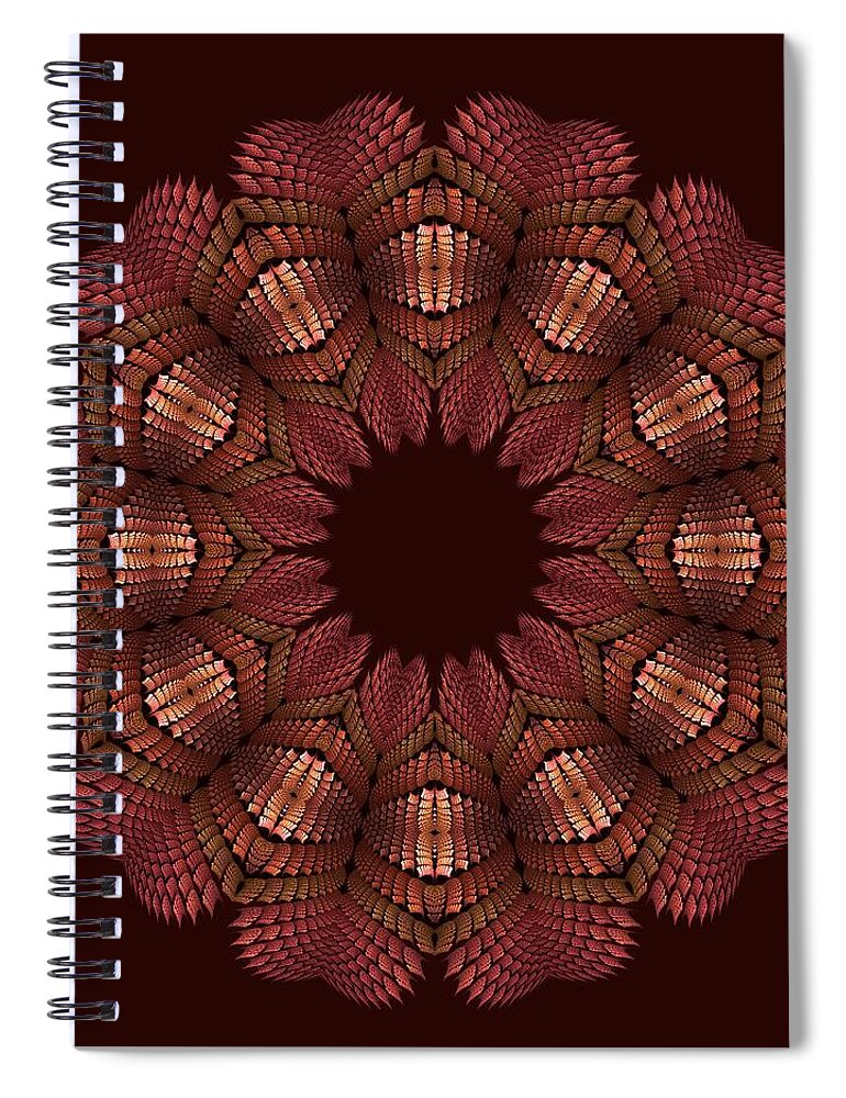 T-shirt Design Spiral Notebook featuring the digital art Fractal Wreath-32 Salmon T-Shirt by Doug Morgan