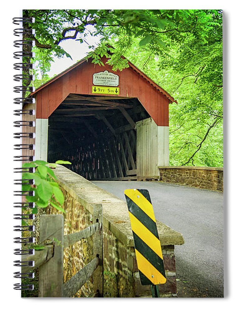 Summer Spiral Notebook featuring the photograph Frankenfield Covered Bridge in Summer by Debra Fedchin