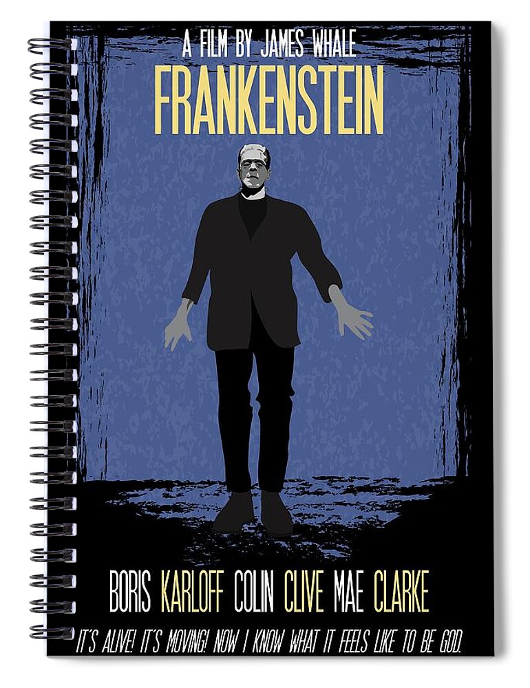 Frankenstein Spiral Notebook featuring the painting Frankenstein Poster Print Movie Quote - It's Alive, It's Moving by Beautify My Walls