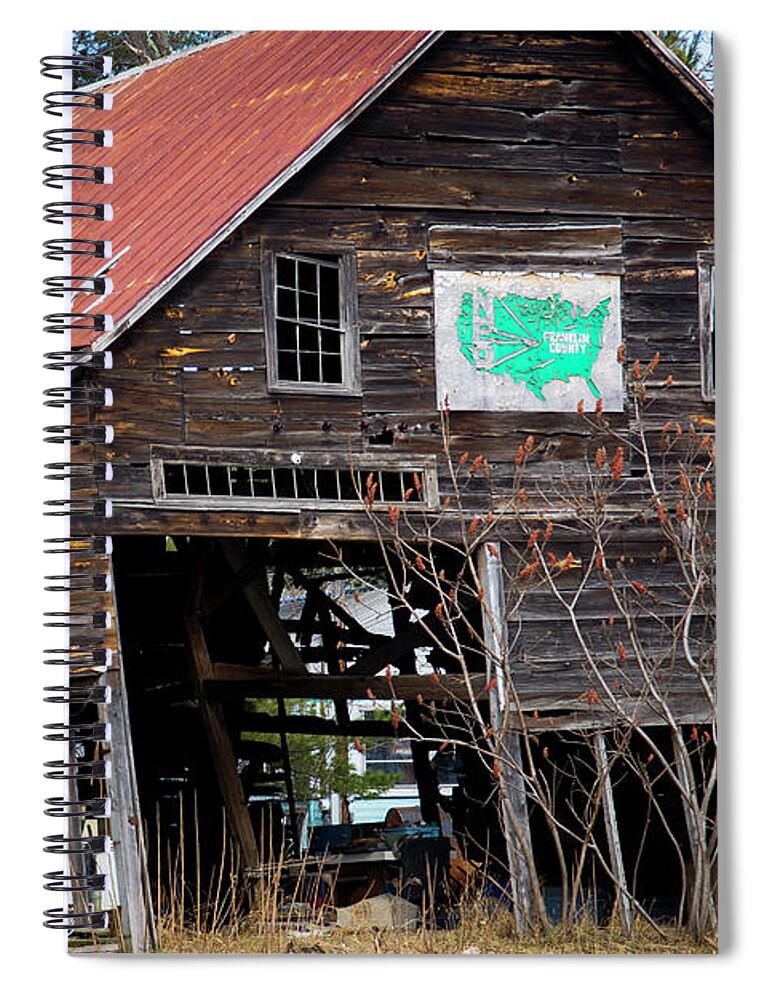 Maine Spiral Notebook featuring the photograph Franklin County Sign by Alana Ranney