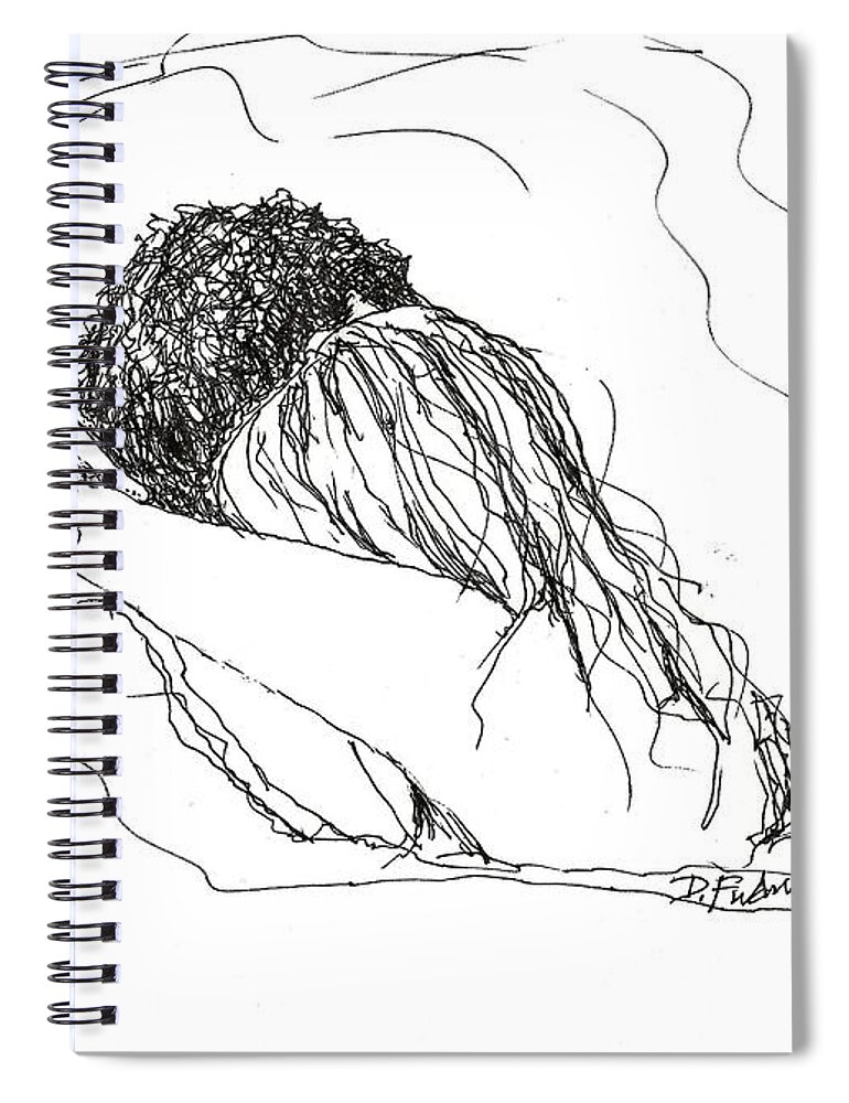 Couple Spiral Notebook featuring the drawing Free Hugs BW by Denise F Fulmer