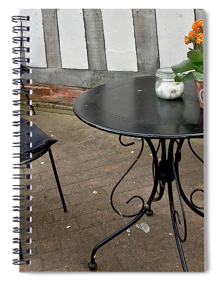 Seats Spiral Notebook featuring the photograph Free seats in a street cafe by Elena Perelman