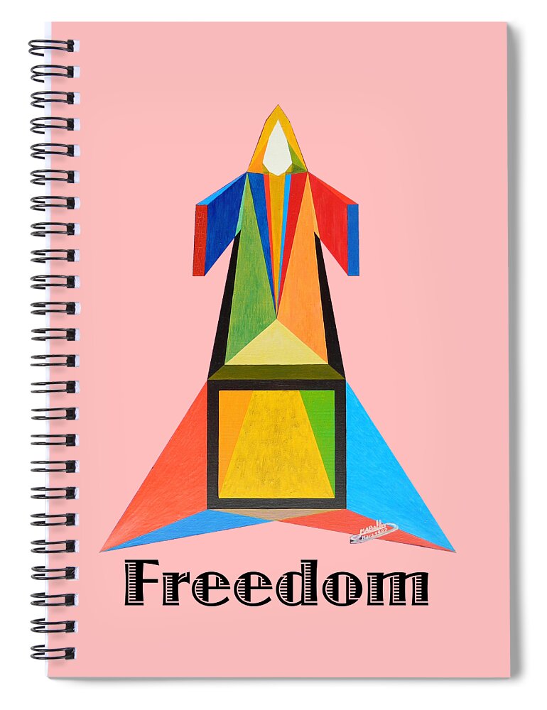 Painting Spiral Notebook featuring the painting Freedom text by Michael Bellon