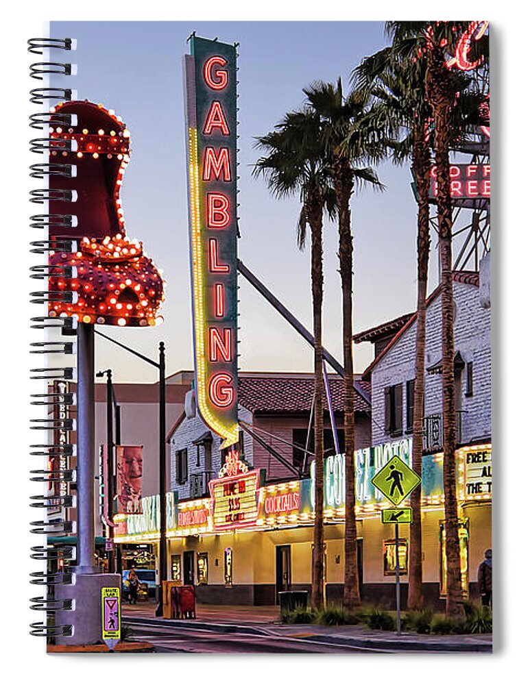 Fremont Street Spiral Notebook featuring the photograph Fremont Street neon signs by Tatiana Travelways