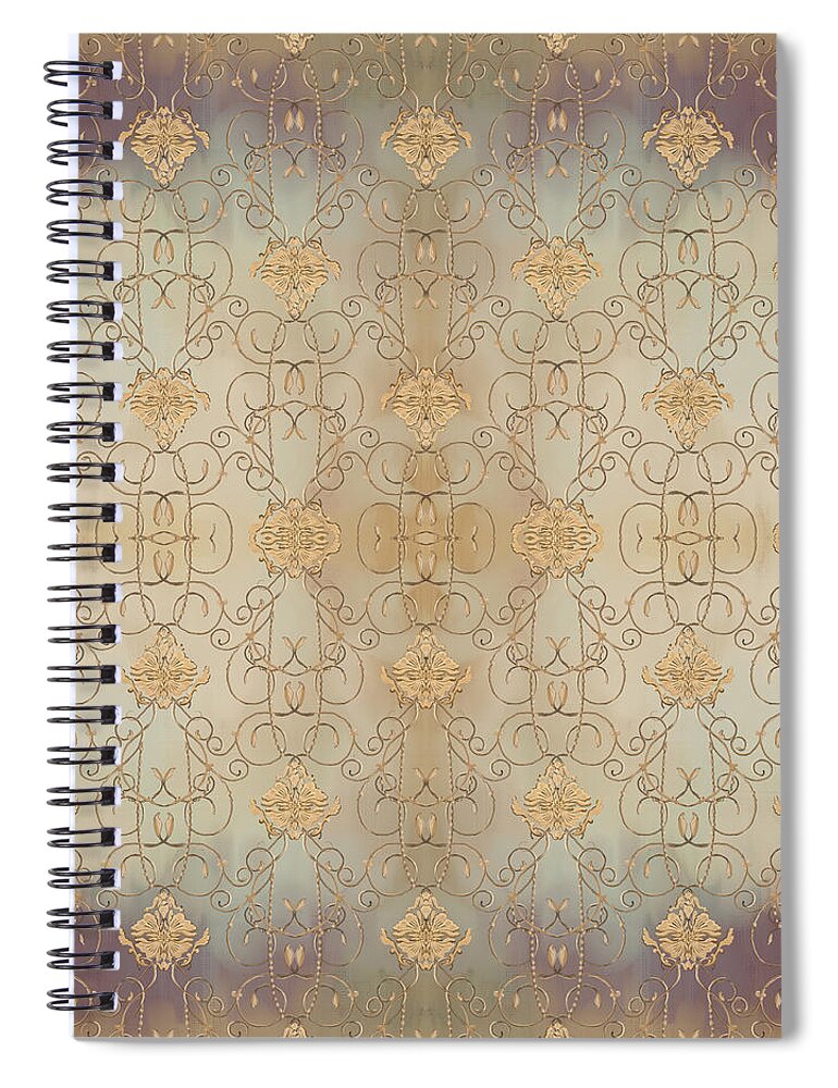 French Spiral Notebook featuring the painting French Parisian Damask Swirl Vintage Style Wallpaper by Audrey Jeanne Roberts