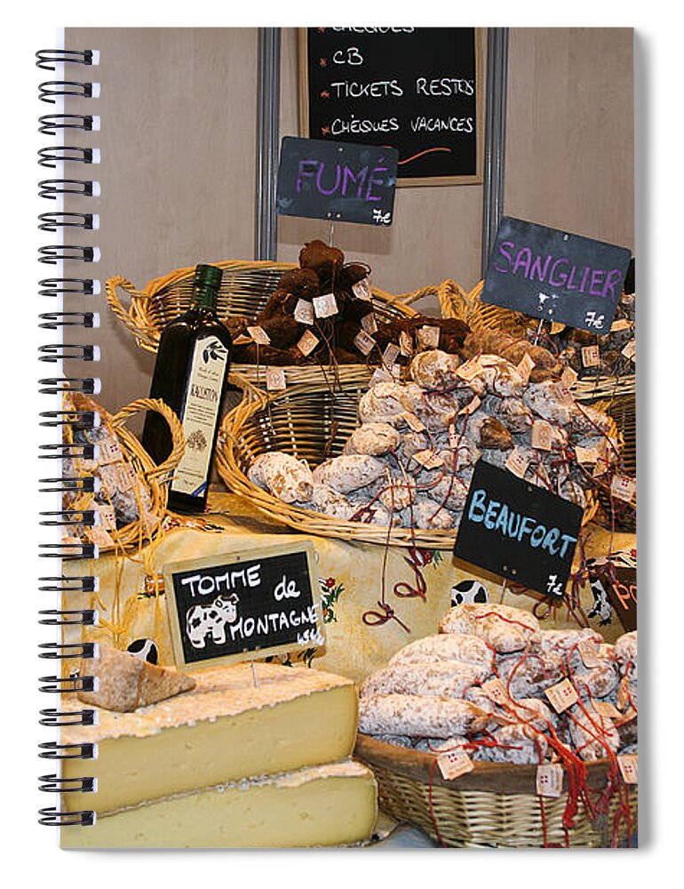 French Sausage And Cheese Spiral Notebook featuring the photograph French Sausage and Cheese by Victoria Harrington