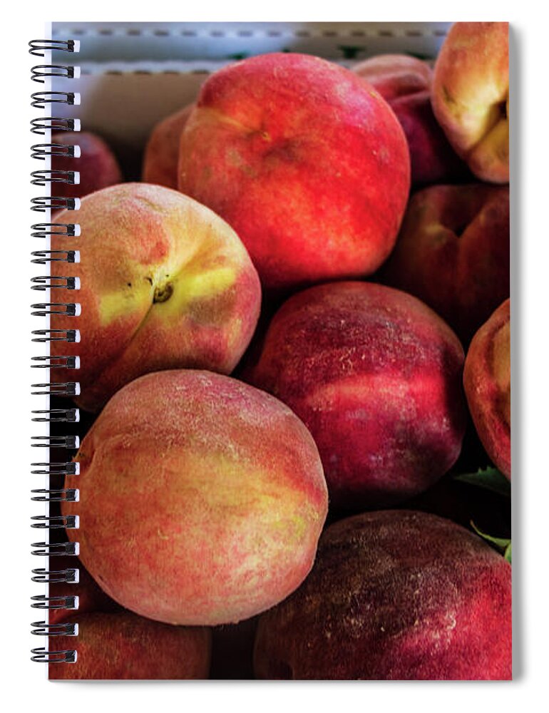 August Spiral Notebook featuring the photograph Fresh Peaches by Thomas Marchessault