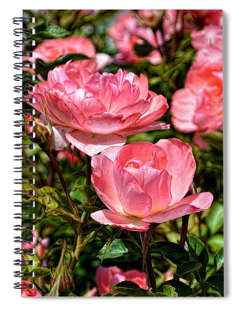 Rose Spiral Notebook featuring the photograph Fresh Pink Roses by Glenn McCarthy Art and Photography