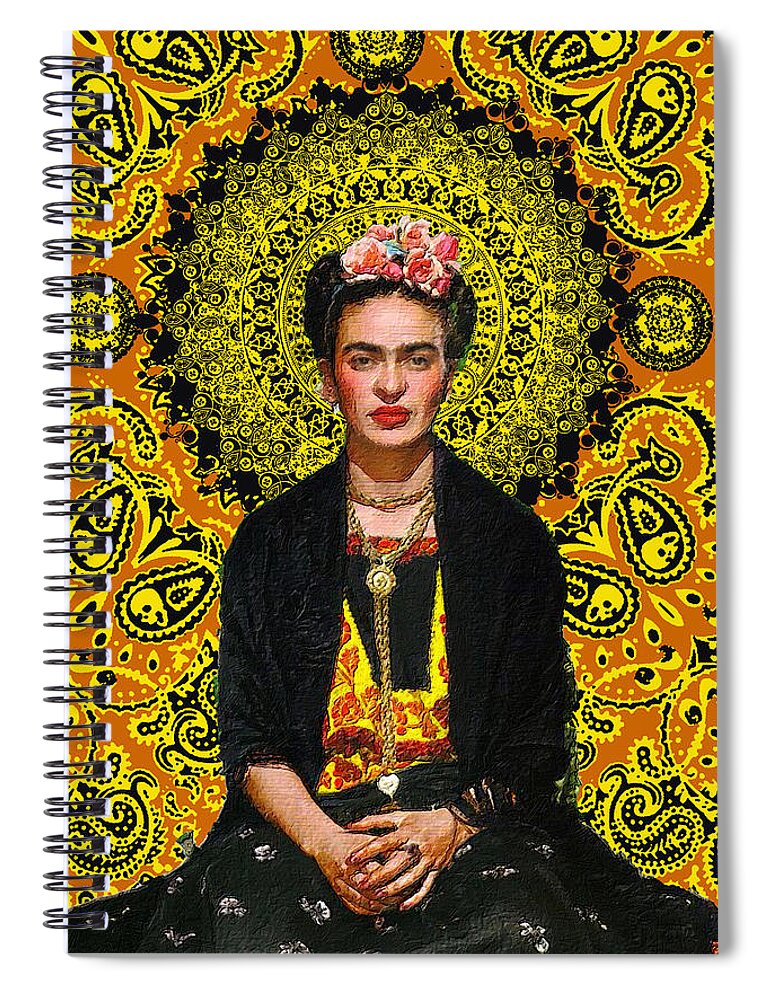 Frida Kahlo De Rivera Spiral Notebook featuring the painting Frida Kahlo 3 by Tony Rubino