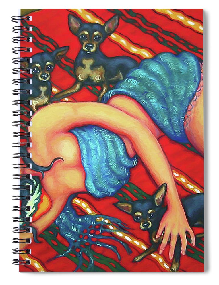 Frida Kahlo Spiral Notebook featuring the painting Frida Kahlo - Dreaming of Diego by Rebecca Korpita