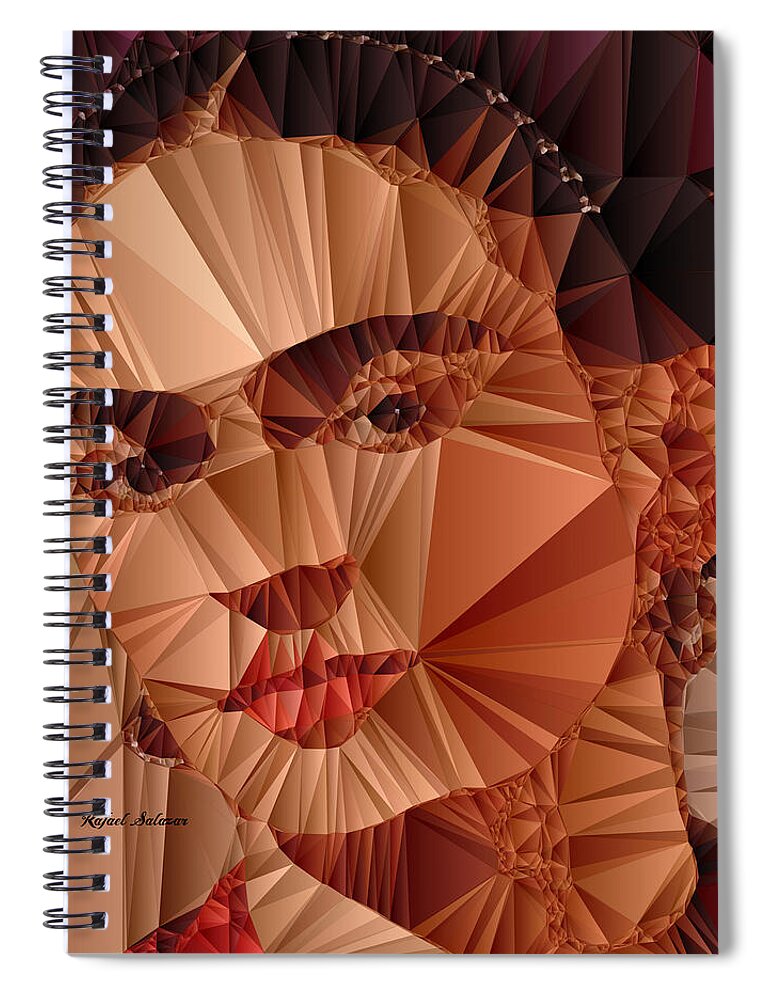 Rafael Salazar Spiral Notebook featuring the digital art Frida Kahlo by Rafael Salazar
