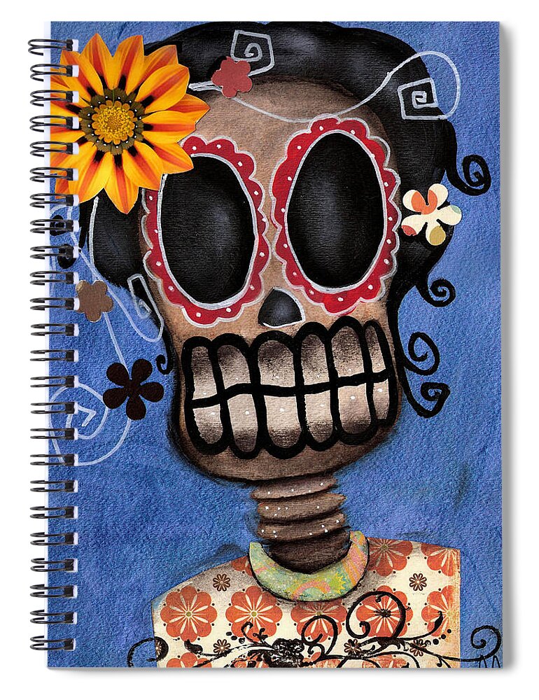 Day Of The Dead Spiral Notebook featuring the painting Frida Muerta by Abril Andrade