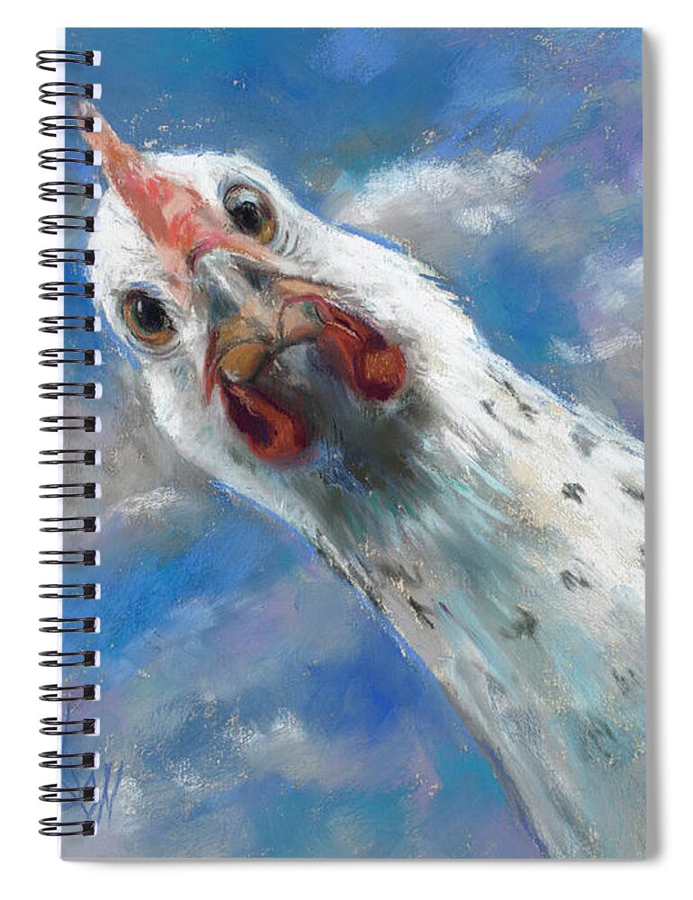 Chicken Spiral Notebook featuring the pastel Fried WHAT by Billie Colson