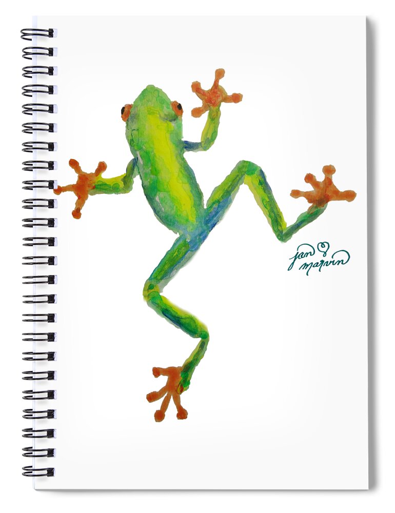 Frog Spiral Notebook featuring the painting Red Eyed Tree Frog by Jan Marvin by Jan Marvin