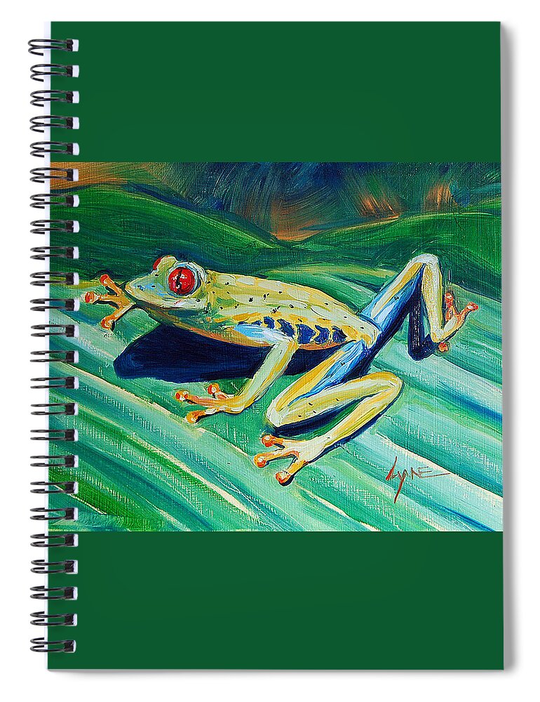 Rare Spiral Notebook featuring the painting Frog by Lynne Haines