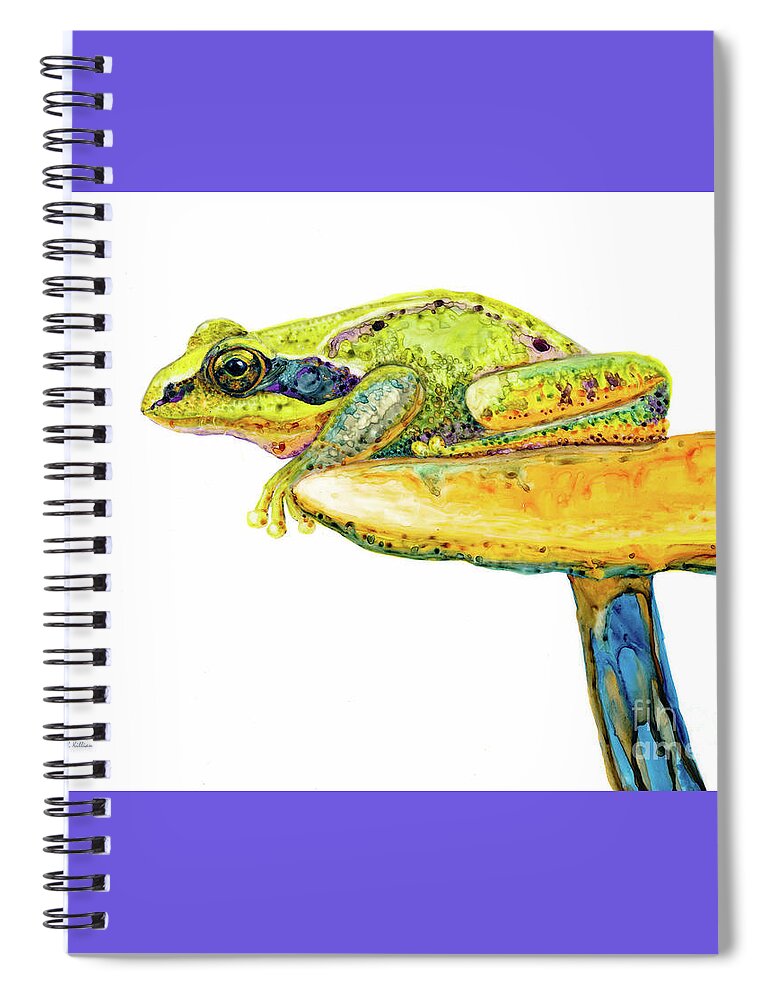 Frog Spiral Notebook featuring the painting Frog Sitting on a Toad-Stool by Jan Killian
