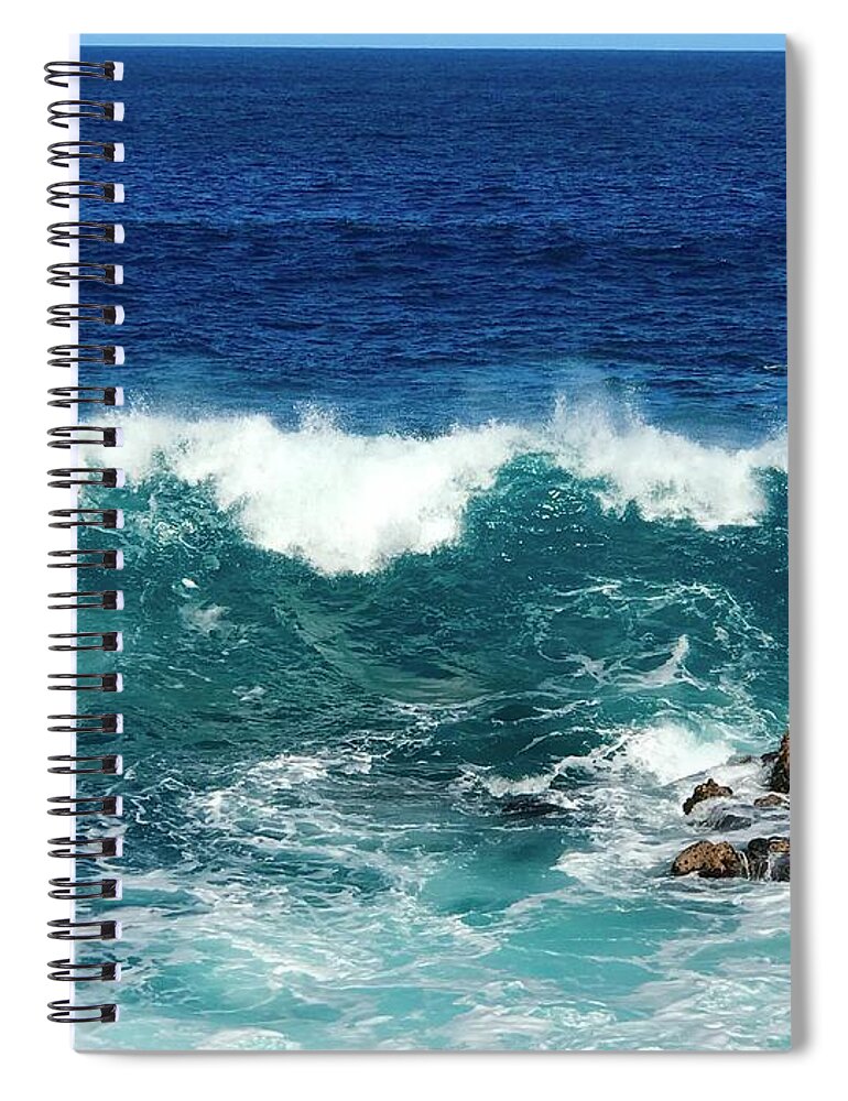 #flowersofaloha #frolickingwaves #puna #hawaii Spiral Notebook featuring the photograph Frolicking Waves in Puna Hawaii by Joalene Young