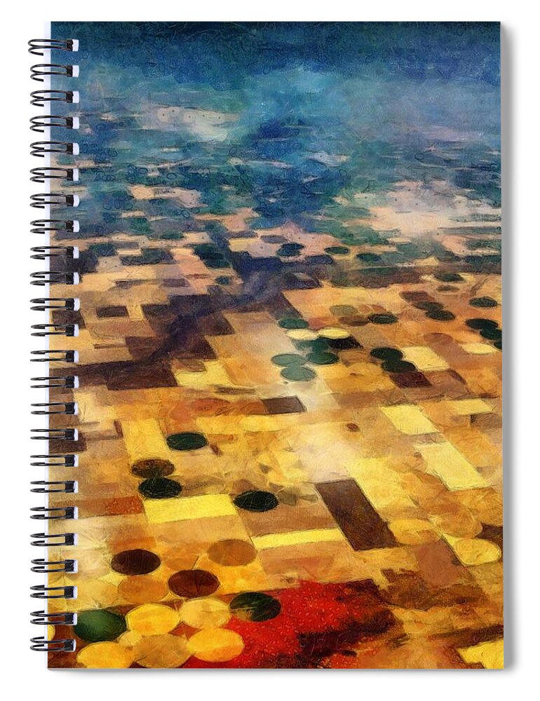 Crop Circles Spiral Notebook featuring the digital art From Above by Michelle Calkins