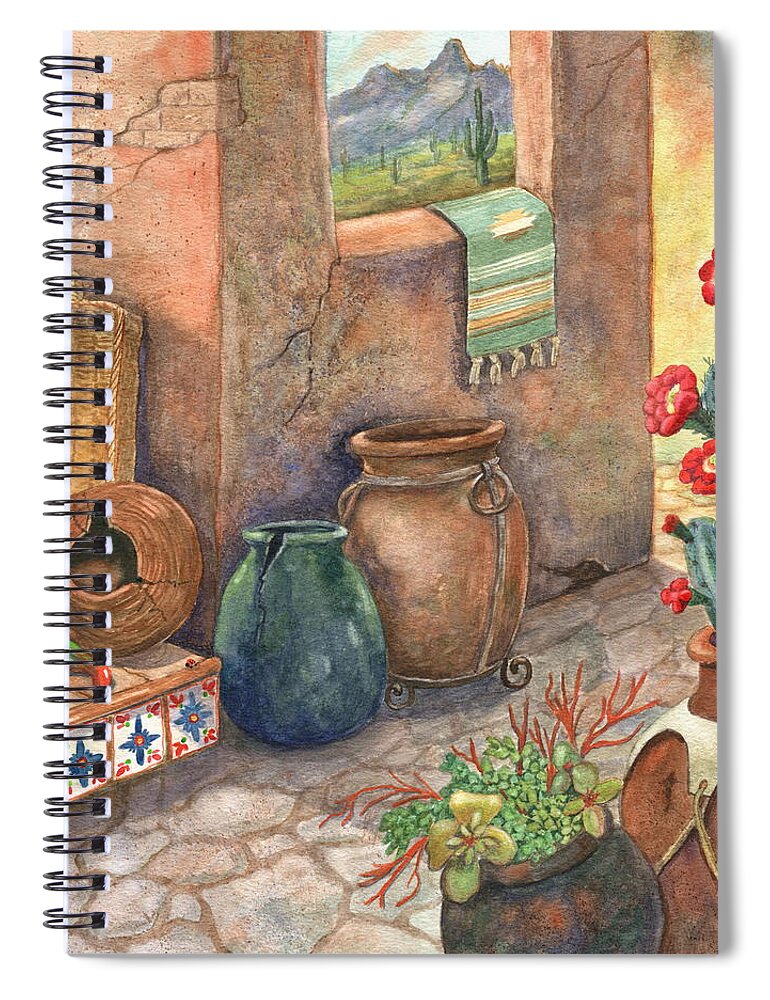 Mexican Pottery Spiral Notebook featuring the painting From This Earth by Marilyn Smith