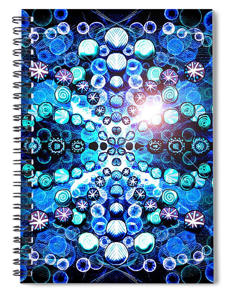 Psychedelic Spiral Notebook featuring the painting Frost sky by ThomasE Jensen