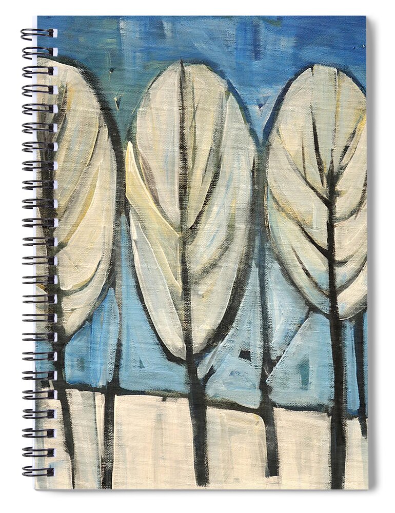 Frost Spiral Notebook featuring the painting Frosted Trees by Tim Nyberg