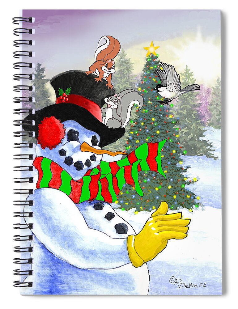Frosty Spiral Notebook featuring the painting Frosty And Friends by Richard De Wolfe