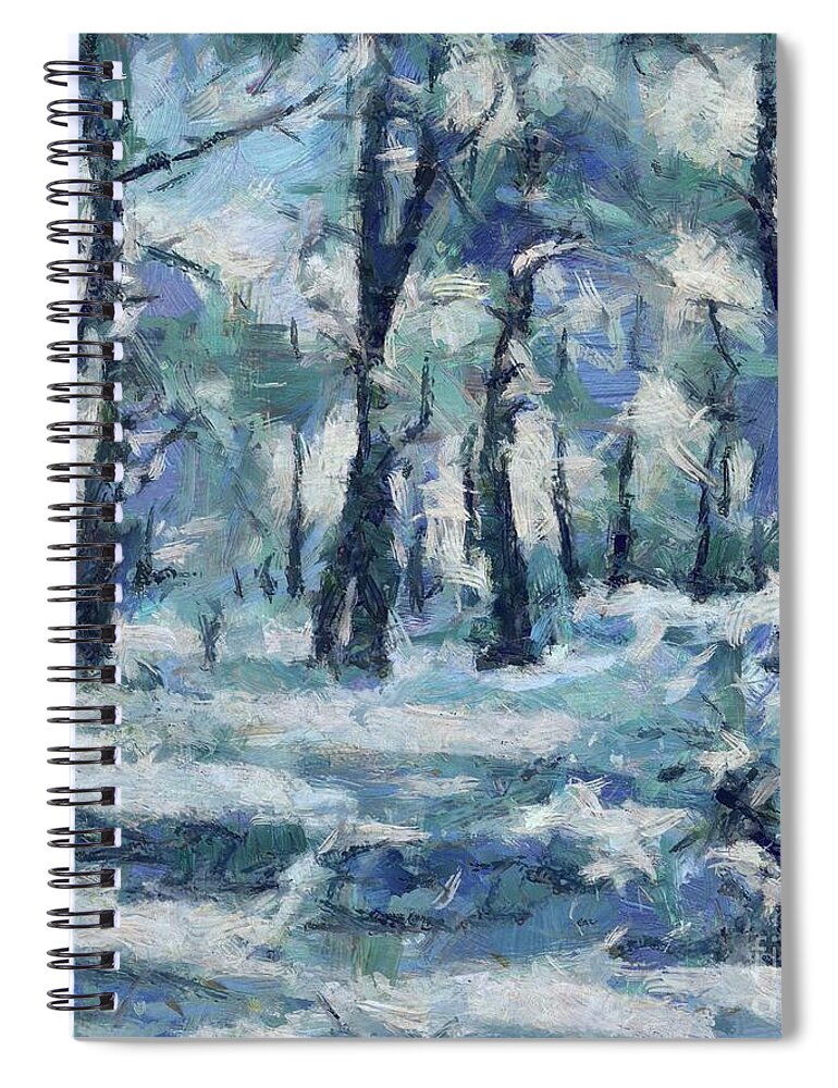 Landscape Spiral Notebook featuring the painting Frosty Day by Dragica Micki Fortuna