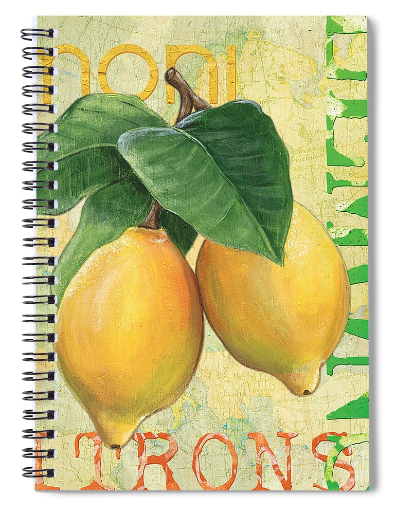 Lemon Spiral Notebook featuring the painting Froyo Lemon by Debbie DeWitt