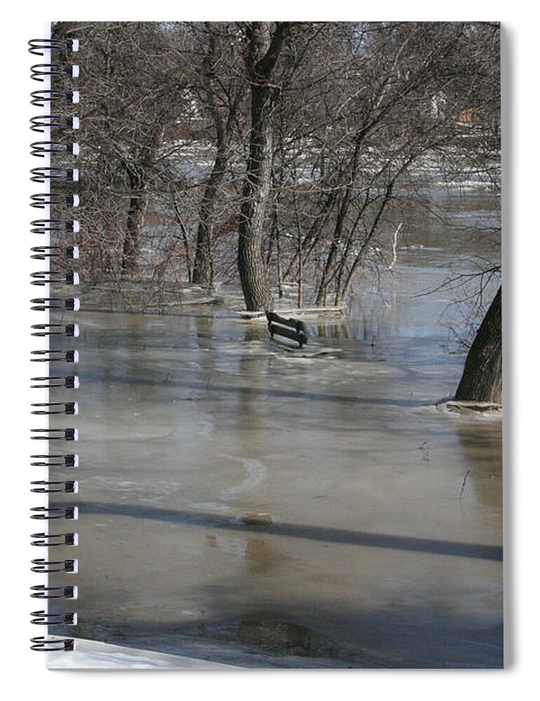 Spring Spiral Notebook featuring the photograph Frozen Floodwaters by Mary Mikawoz