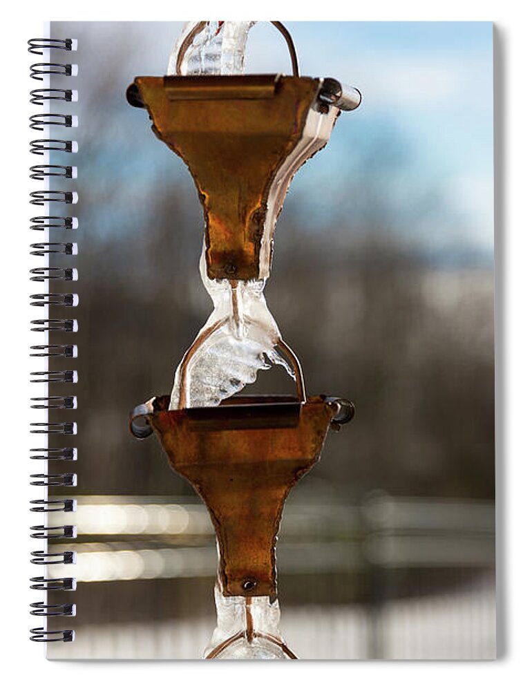 Rain Chains Spiral Notebook featuring the photograph Frozen Rain Chains by D K Wall