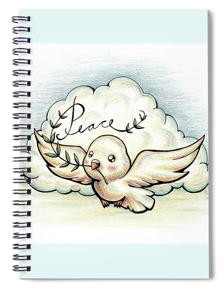 Peace Spiral Notebook featuring the drawing Inspirational Animal DOVE by Sipporah Art and Illustration