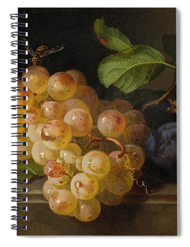 Andreas Lach Spiral Notebook featuring the painting Fruit Still Life with Bee by Andreas Lach