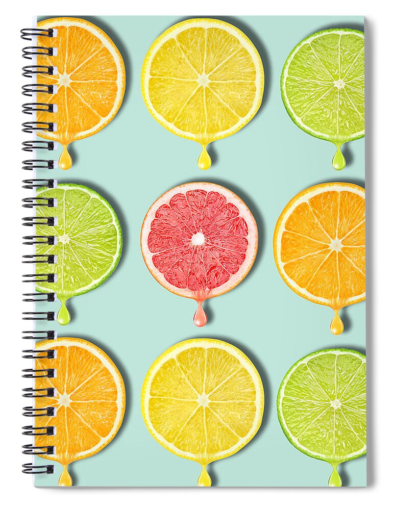 Grapefruit Spiral Notebook featuring the digital art Fruity by Mark Ashkenazi