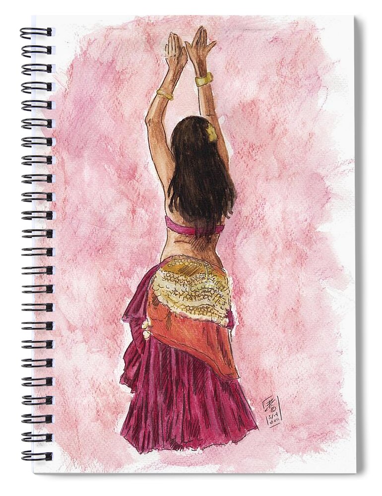 Bellydance Spiral Notebook featuring the painting Fuchsia by Brandy Woods