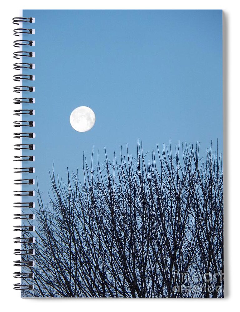 Skyscape Spiral Notebook featuring the photograph Full Moon at Dawn by Corinne Elizabeth Cowherd