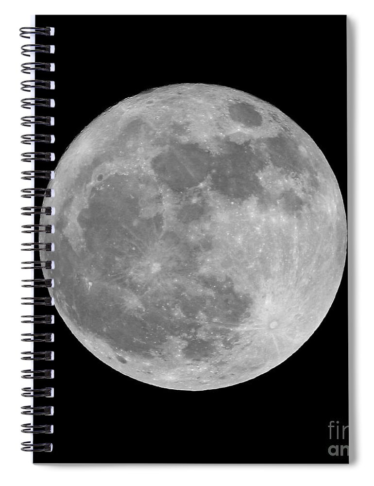 Moon Spiral Notebook featuring the photograph Full Moon in Black and White by Paul Topp